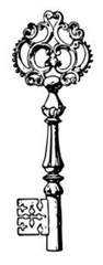 Antique key, engraving