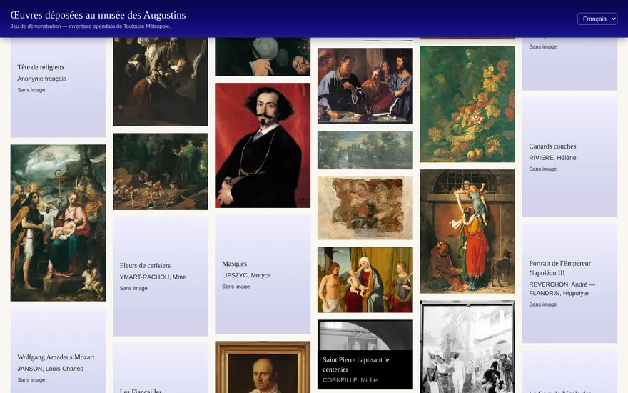 The Toulouse collection browsed further down: photographed works sit alongside records that have no image yet.